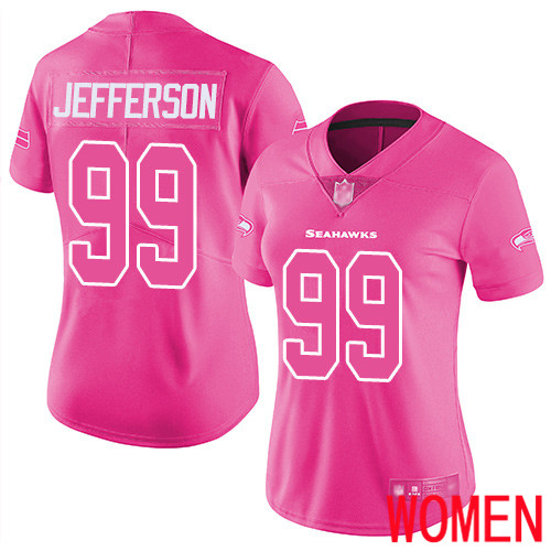 Seattle Seahawks Limited Pink Women Quinton Jefferson Jersey NFL Football #99 Rush Fashion->seattle seahawks->NFL Jersey